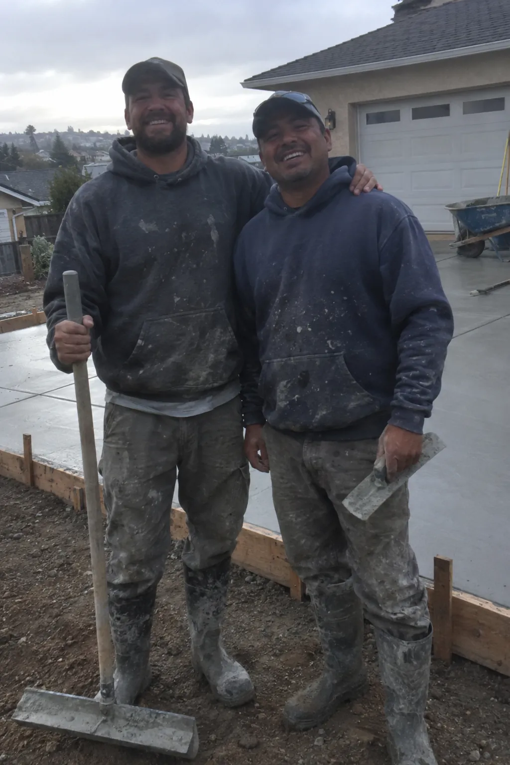 Concrete crew finishing a new slab in Richmond, CA